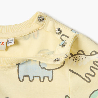 Juniors Dino Print T-shirt Short Sleeves and Button Closure