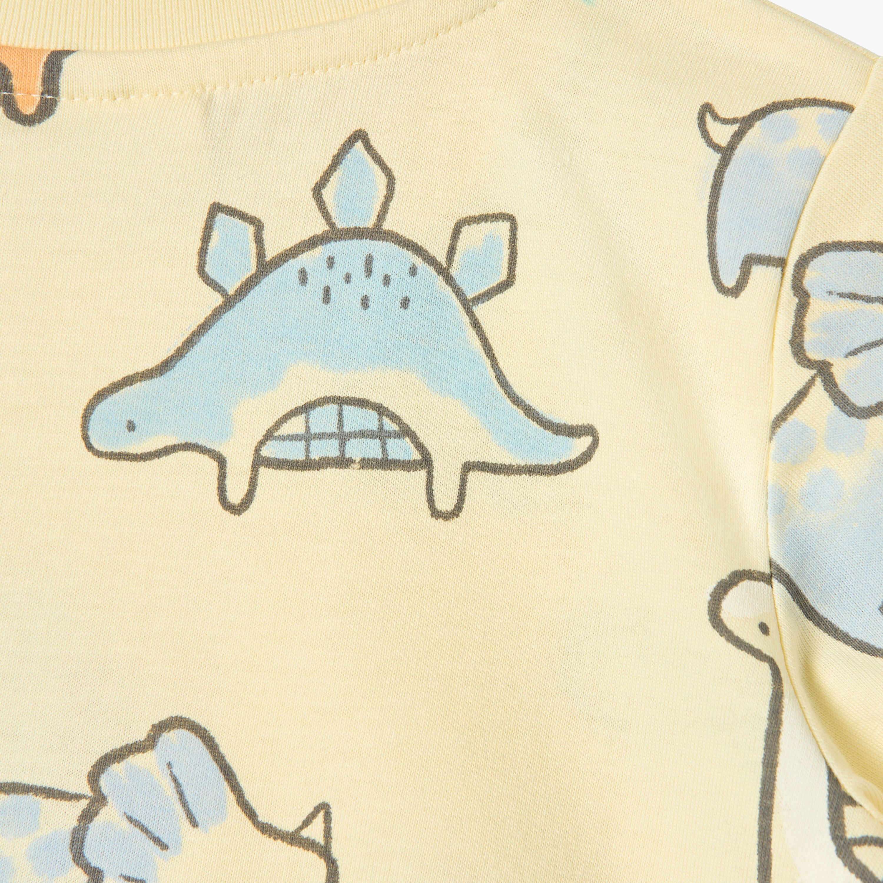 Juniors Dino Print T-shirt Short Sleeves and Button Closure
