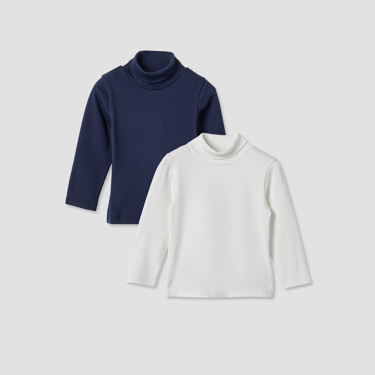 Juniors Solid Turtle Neck T-shirt with Long Sleeves - Set of 2