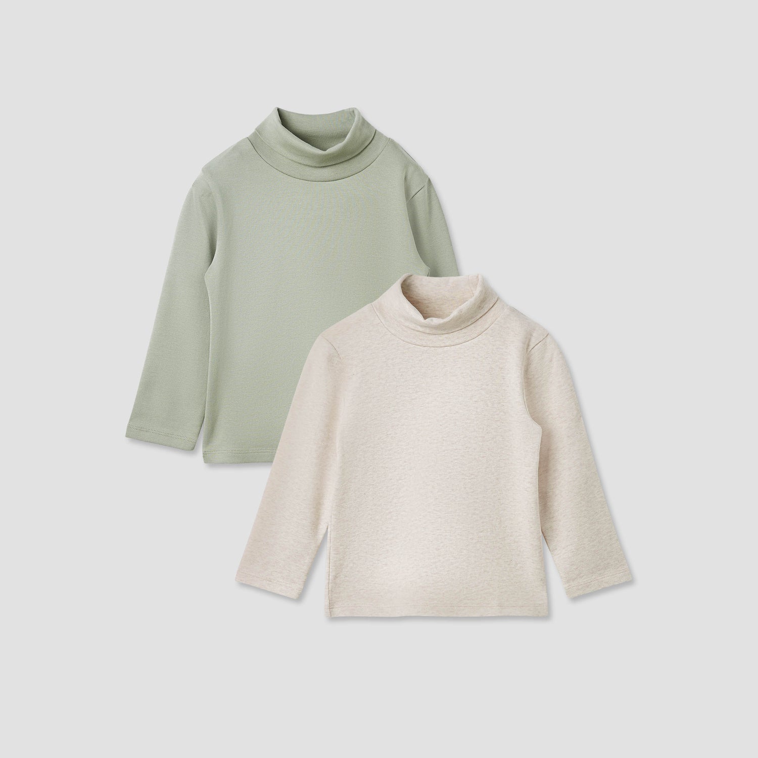 Juniors Solid Turtle Neck T-shirt with Long Sleeves - Set of 2