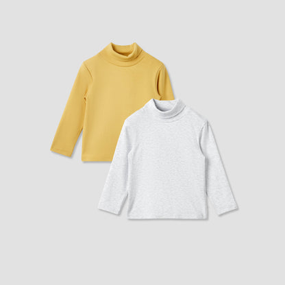 Juniors Solid Turtle Neck T-shirt with Long Sleeves - Set of 2