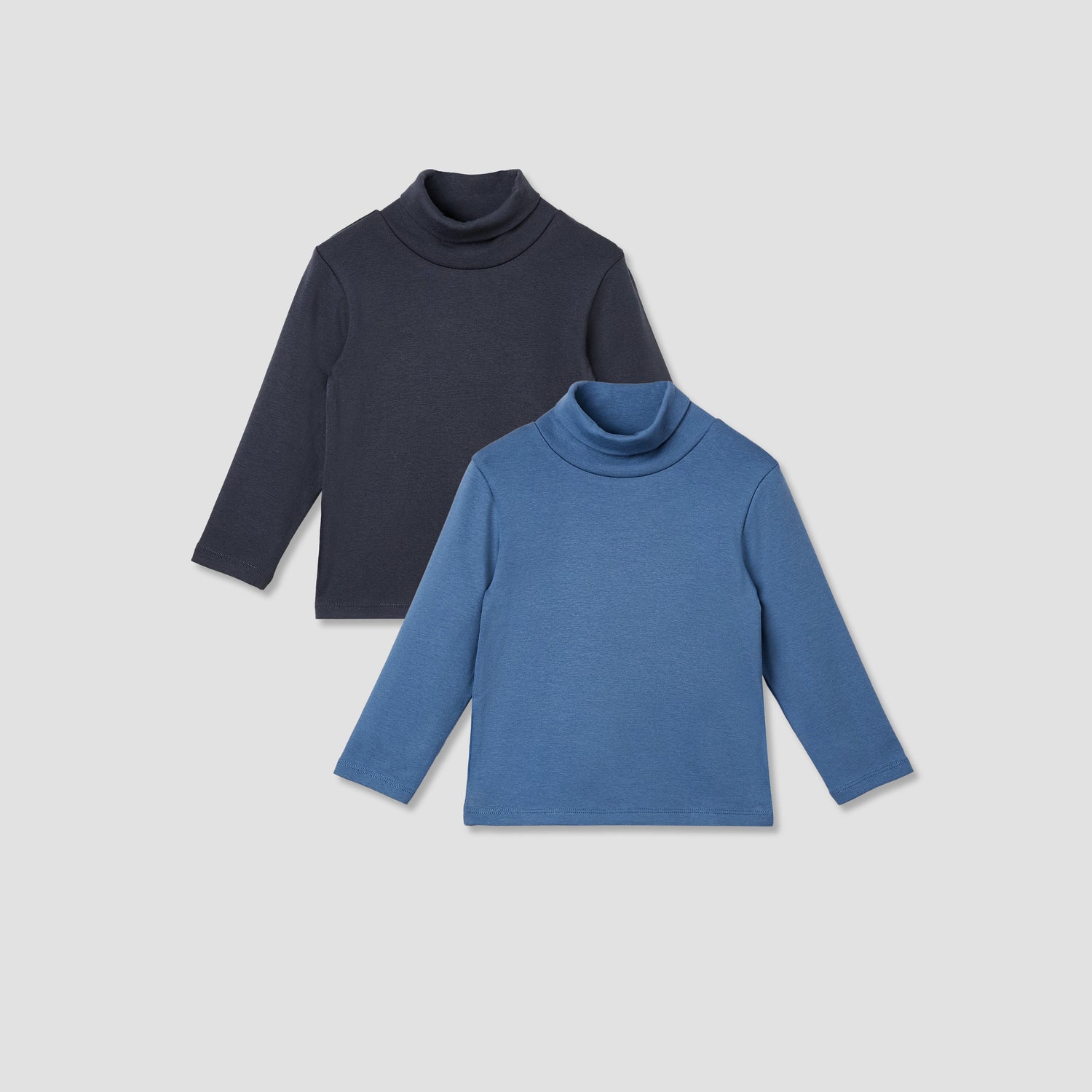 Juniors Solid Turtle Neck T-shirt with Long Sleeves - Set of 2