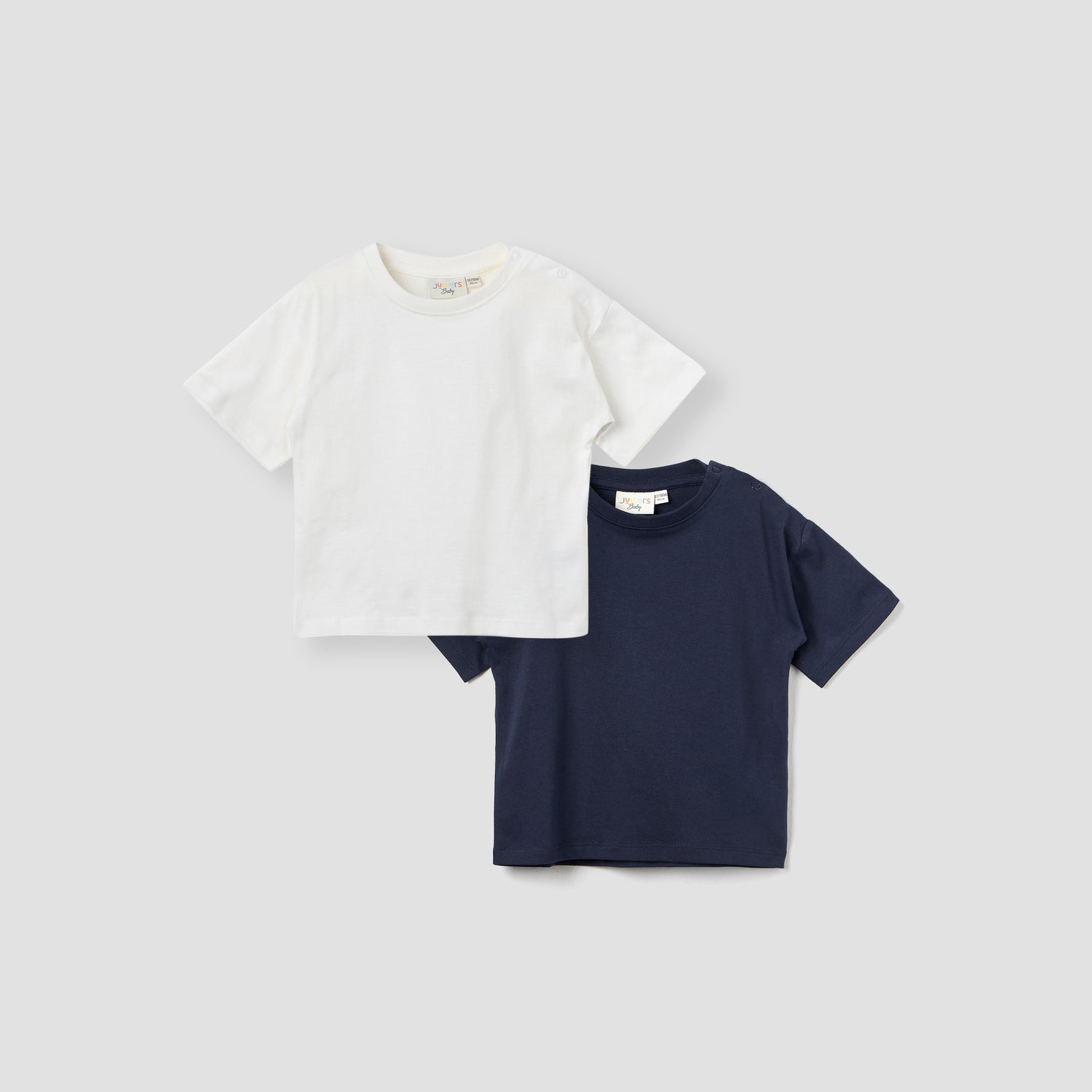 Juniors Solid T-shirt with Short Sleeves and Button Closure - Set of 2