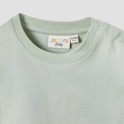 Juniors Solid T-shirt with Short Sleeves and Button Closure - Set of 2