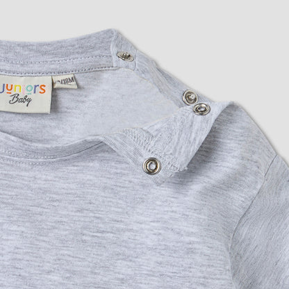 Juniors Solid T-shirt with Short Sleeves and Button Closure - Set of 2