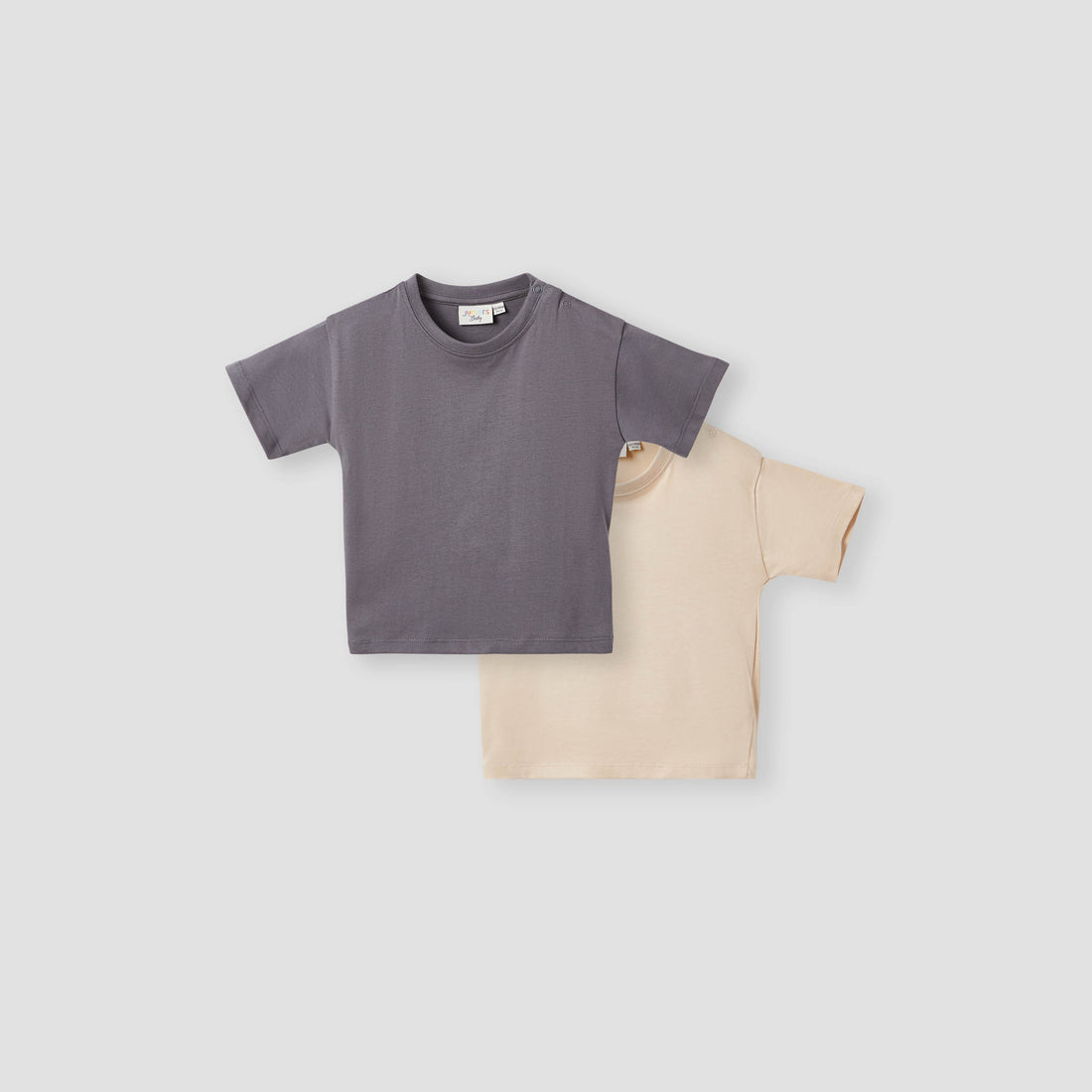 Juniors Solid T-shirt with Short Sleeves and Button Closure - Set of 2