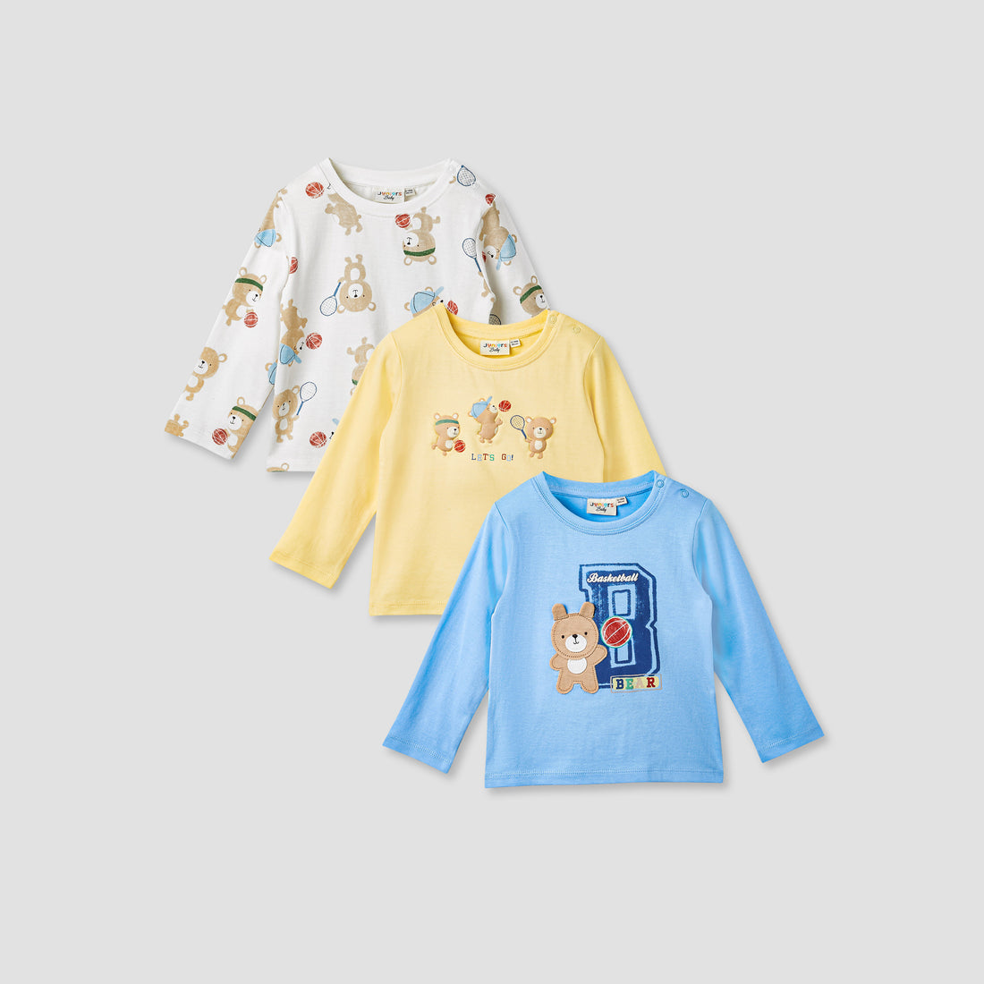 Juniors Printed T-shirt with Long Sleeves - Set of 3 - Multicolour / 12-18 mths