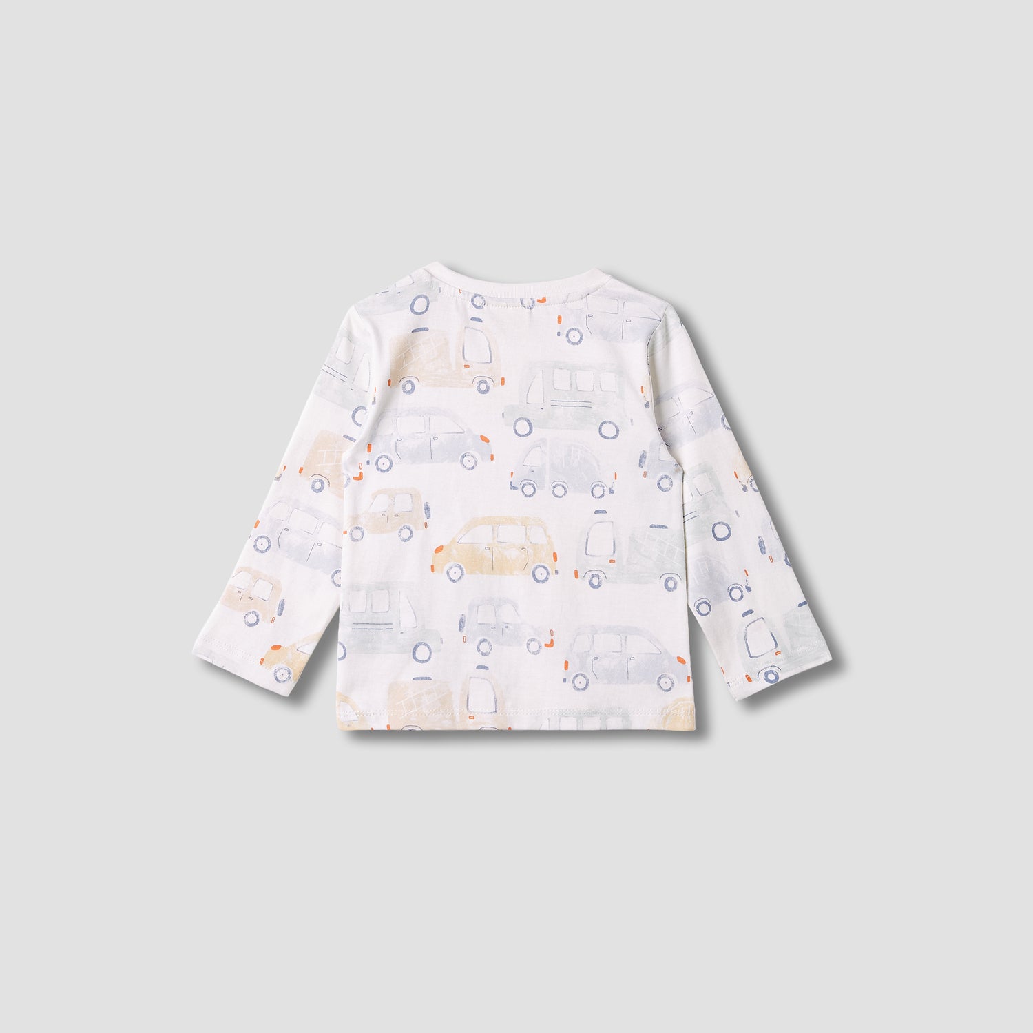 Juniors Car Print Crew Neck T-shirt with Long Sleeves