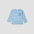 Juniors Striped Slogan Print T-Shirt with Long Sleeves - Blue / 12-18 mths
