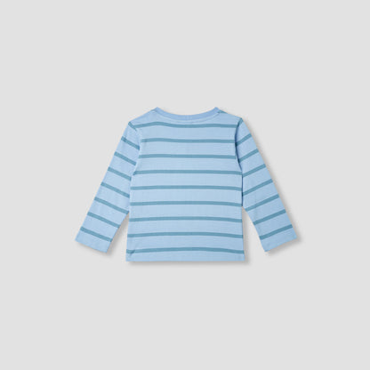 Juniors Striped Slogan Print T-Shirt with Long Sleeves