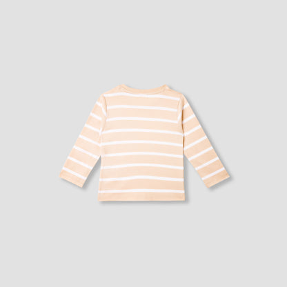 Juniors Striped Slogan Print T-Shirt with Long Sleeves
