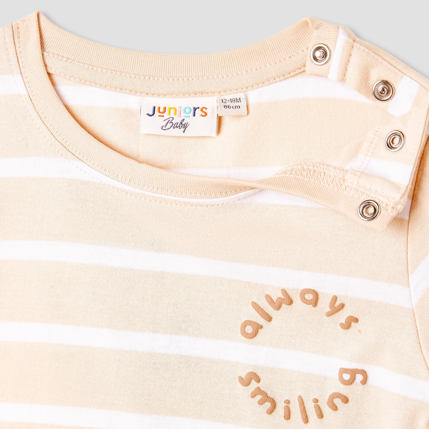 Juniors Striped Slogan Print T-Shirt with Long Sleeves