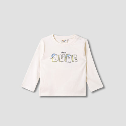 Juniors Graphic Print T-shirt with Long Sleeves - White / 12-18 mths