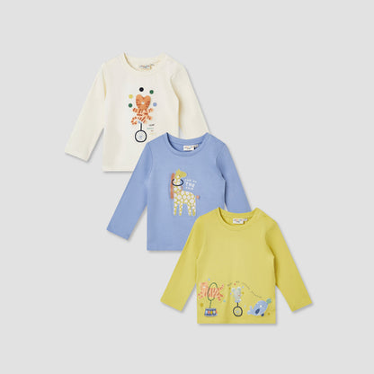 Juniors Animal Applique T-shirt with Long Sleeves - Set of 3