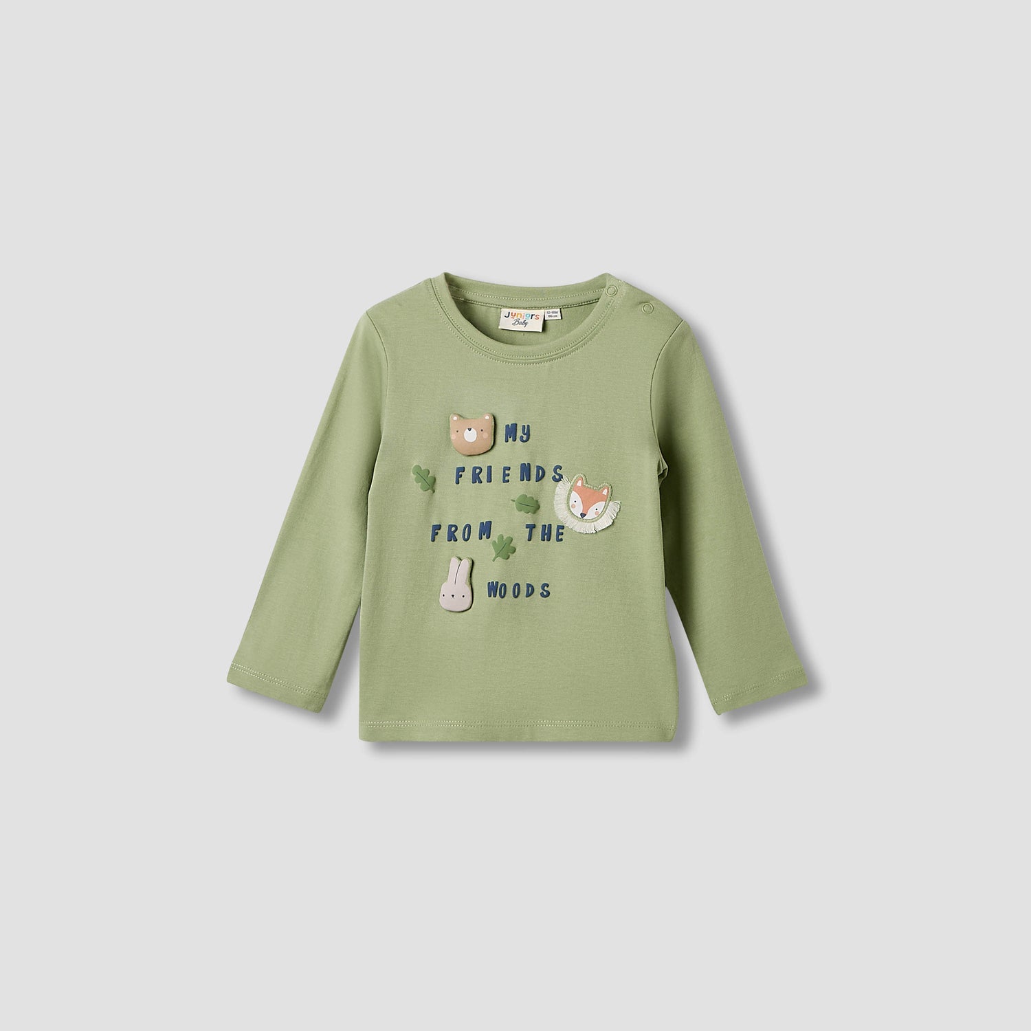 Juniors Boys Crew Neck T-shirt with Animal Print - Cotton - Long Sleeves - Set of 3