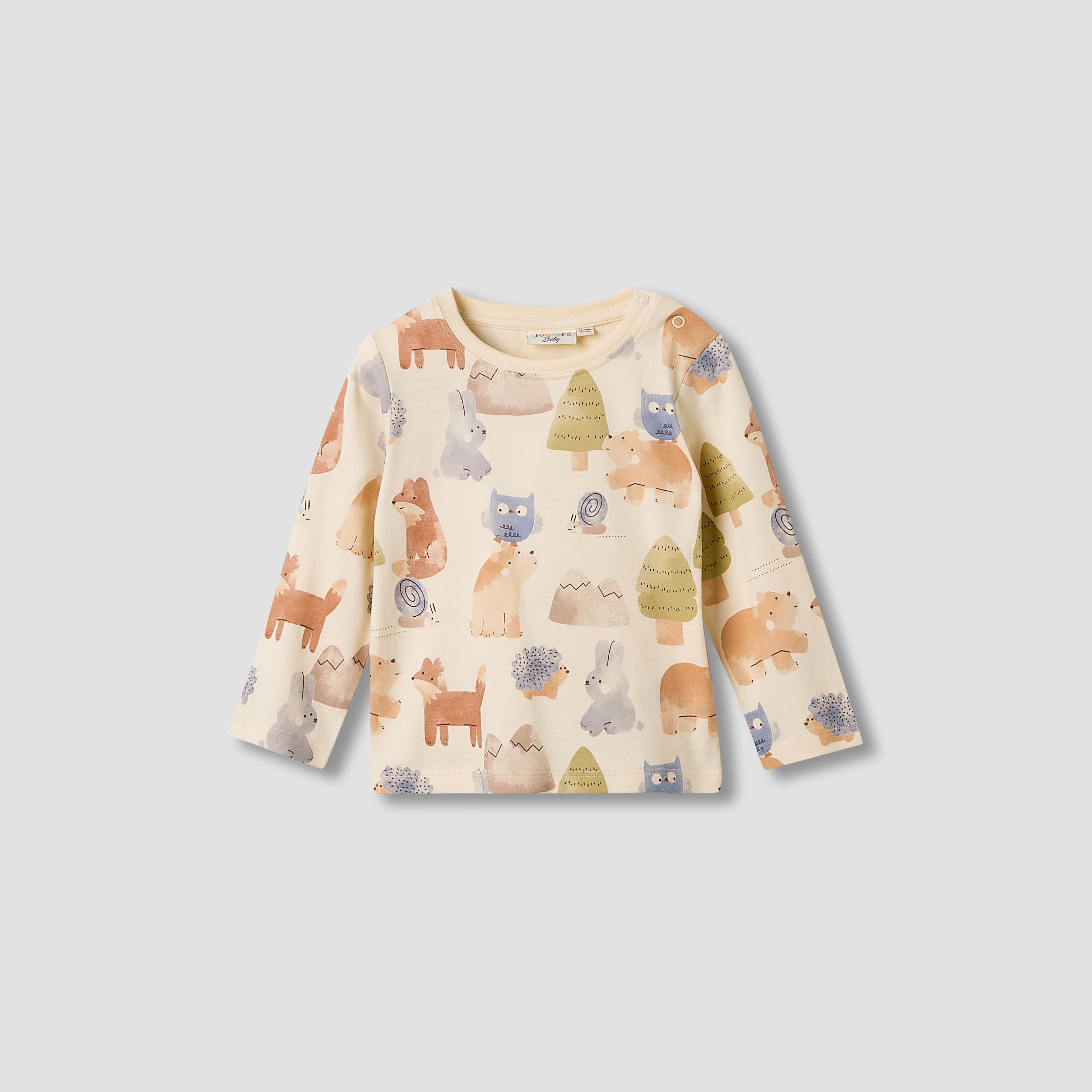 Juniors Boys Crew Neck T-shirt with Animal Print - Cotton - Long Sleeves - Set of 3