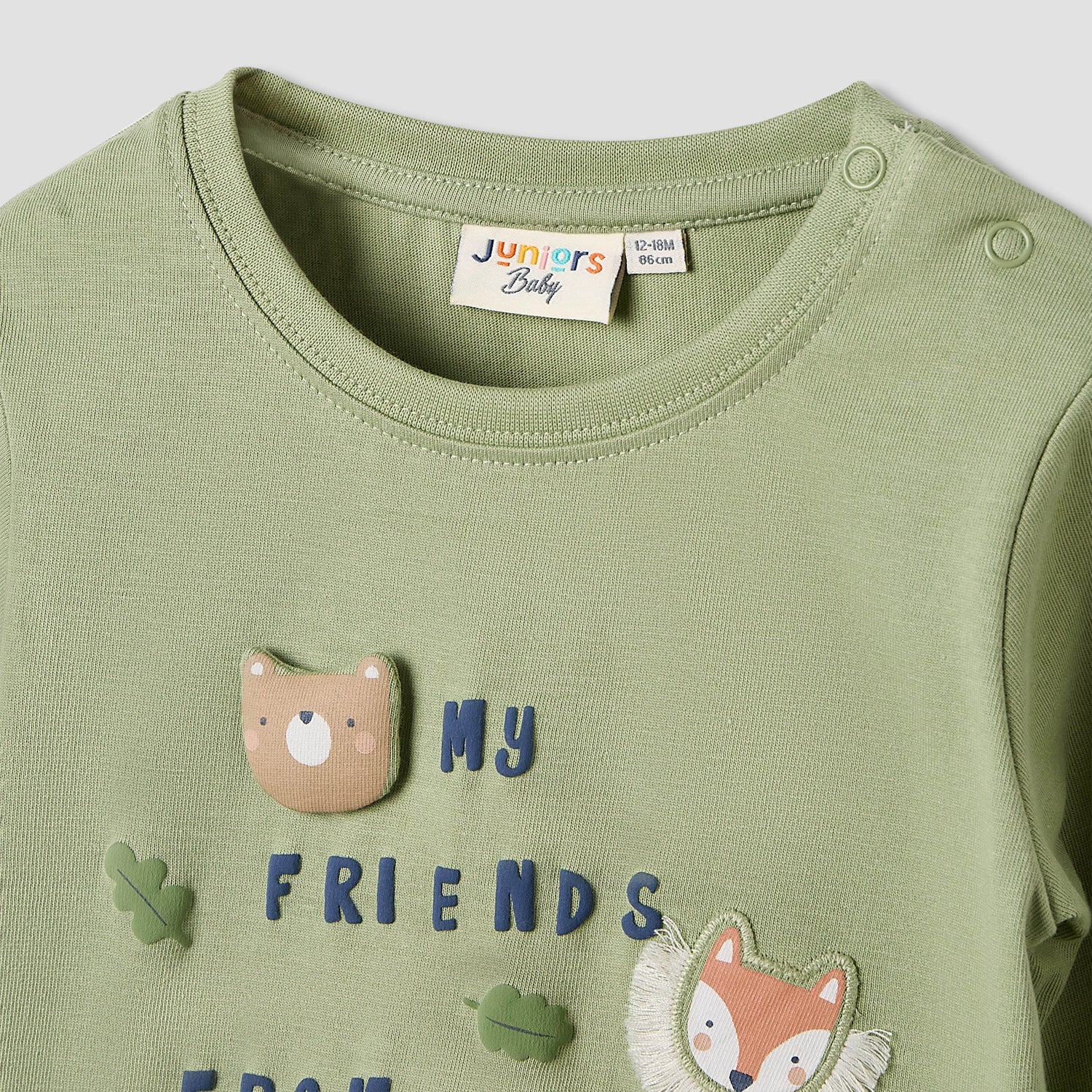 Juniors Boys Crew Neck T-shirt with Animal Print - Cotton - Long Sleeves - Set of 3