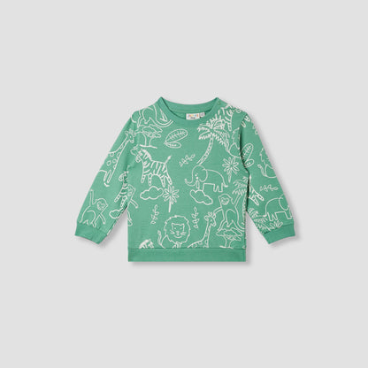 Juniors Jungle Print Sweatshirt with Long Sleeves