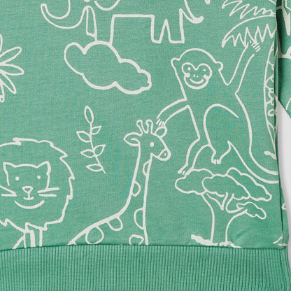 Juniors Jungle Print Sweatshirt with Long Sleeves