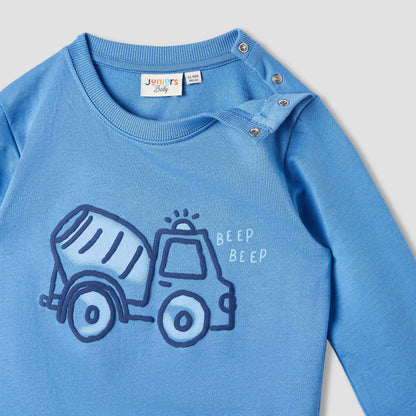 Juniors Vehicle Print Sweatshirt with Long Sleeves