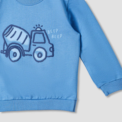 Juniors Vehicle Print Sweatshirt with Long Sleeves