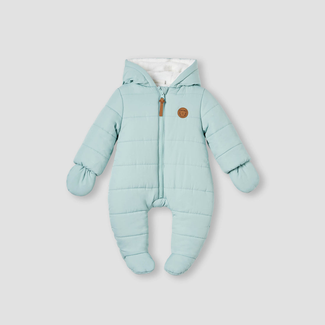 Juniors Quilted Hooded Coverall with Long Sleeves and Zip Closure - Blue / 12-18 mths