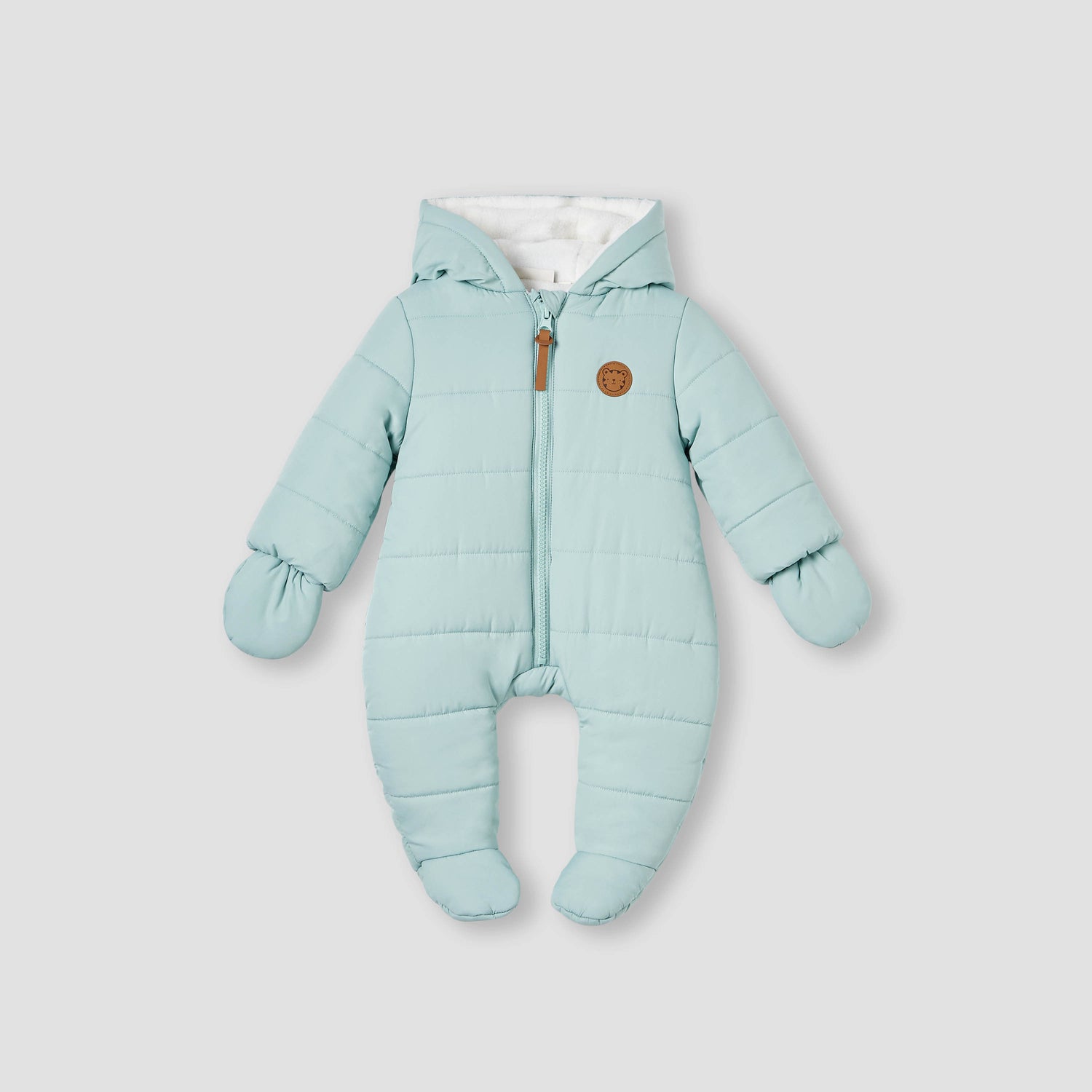 Juniors Quilted Hooded Coverall with Long Sleeves and Zip Closure - Blue / 12-18 mths