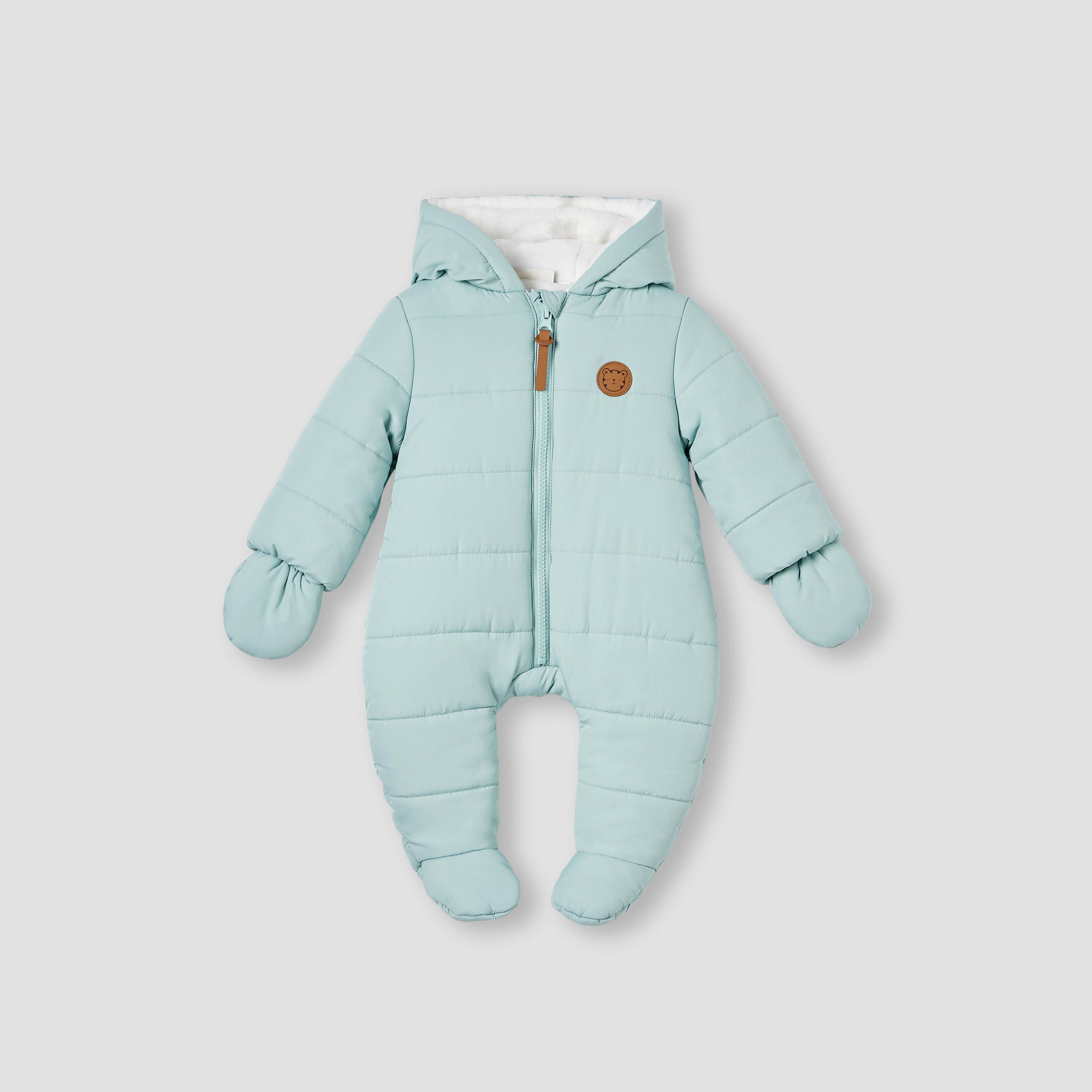 Juniors Quilted Hooded Coverall with Long Sleeves and Zip Closure - Blue / 12-18 mths