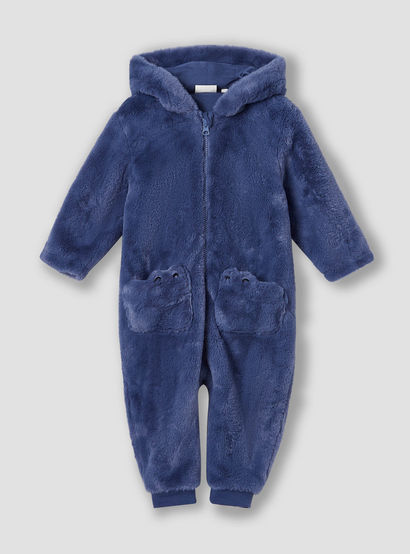 Juniors Applique Detail Hooded Coverall with Long Sleeves and Zip Closure-baby-boys-clothing-nightwear-sleepsuits-image-1