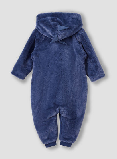 Juniors Applique Detail Hooded Coverall with Long Sleeves and Zip Closure-baby-boys-clothing-nightwear-sleepsuits-image-2