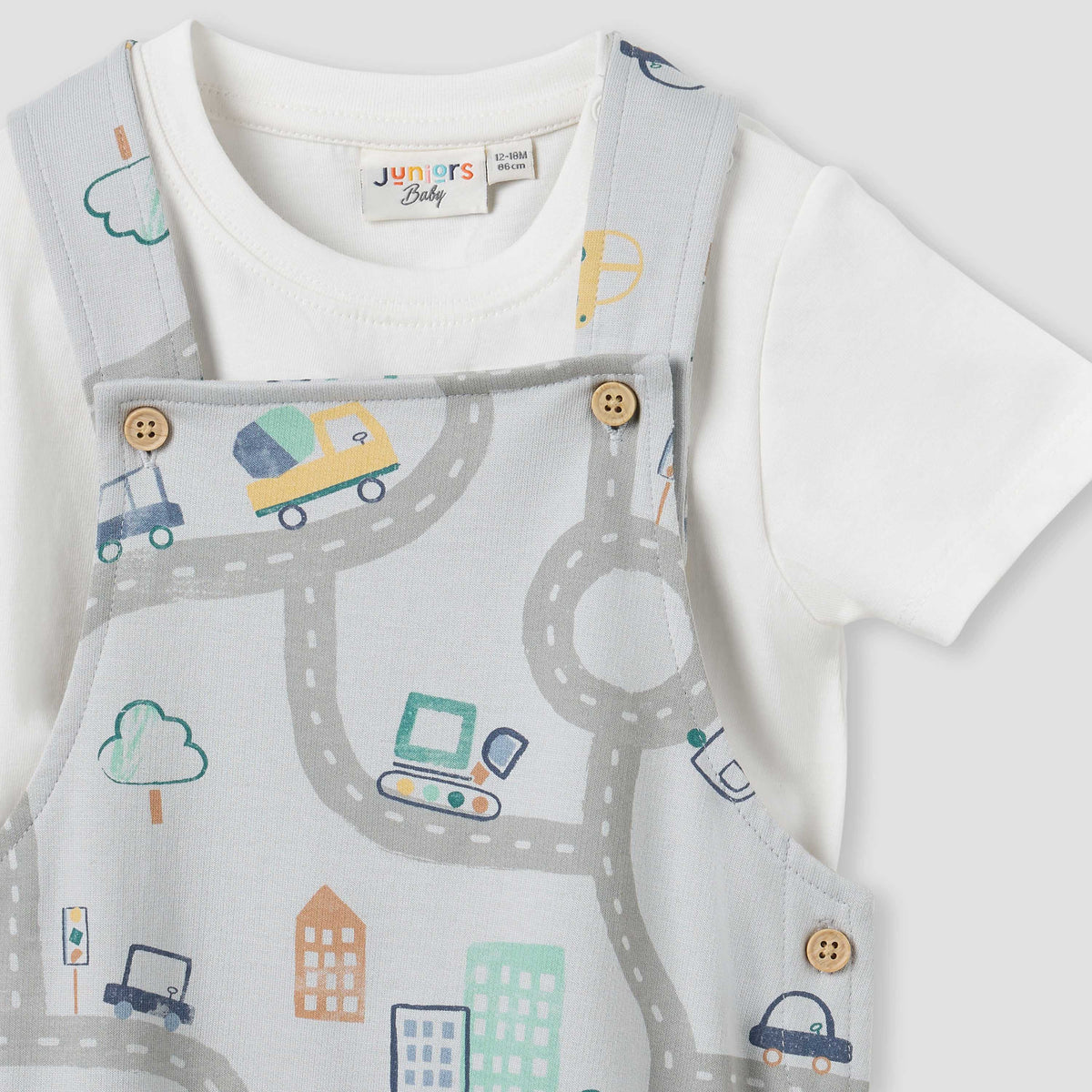 Juniors All-Over Print Dungaree and T-shirt Set