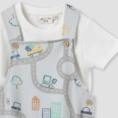Juniors All-Over Print Dungaree and T-shirt Set