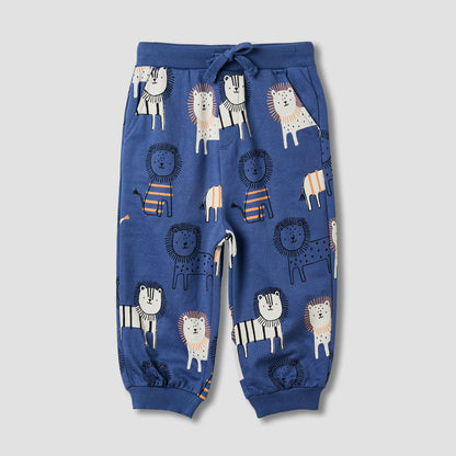 Juniors Boys Sweatshirt and Joggers Set with Safari Print - Cotton - Long Sleeves - Hood