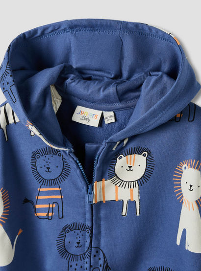 Juniors Boys Sweatshirt and Joggers Set with Safari Print - Cotton - Long Sleeves - Hood-baby-boys-clothing-winterwear-setsandcoords-image-4