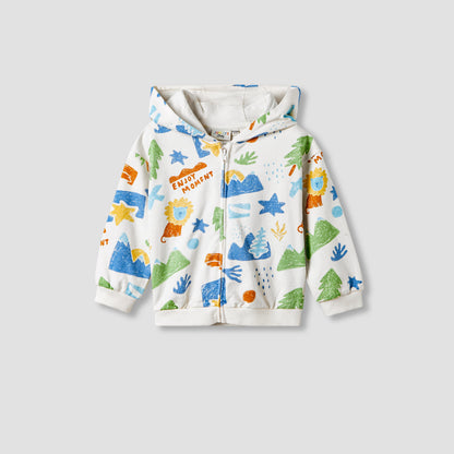 Juniors Abstract Print Hooded Sweatshirt and Joggers Set