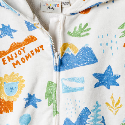 Juniors Abstract Print Hooded Sweatshirt and Joggers Set