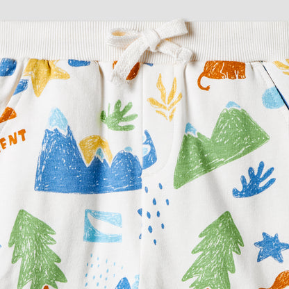 Juniors Abstract Print Hooded Sweatshirt and Joggers Set