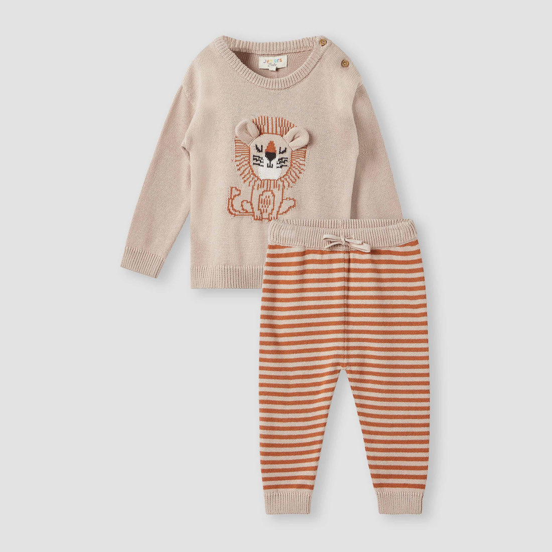 Juniors Lion Motif Sweater and Joggers Set - Beige / 18-24 mths