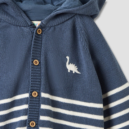 Juniors Striped Hooded Cardigan and Joggers Set