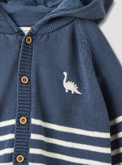 Juniors Striped Hooded Cardigan and Joggers Set-baby-boys-clothing-winterwear-setsandcoords-image-4