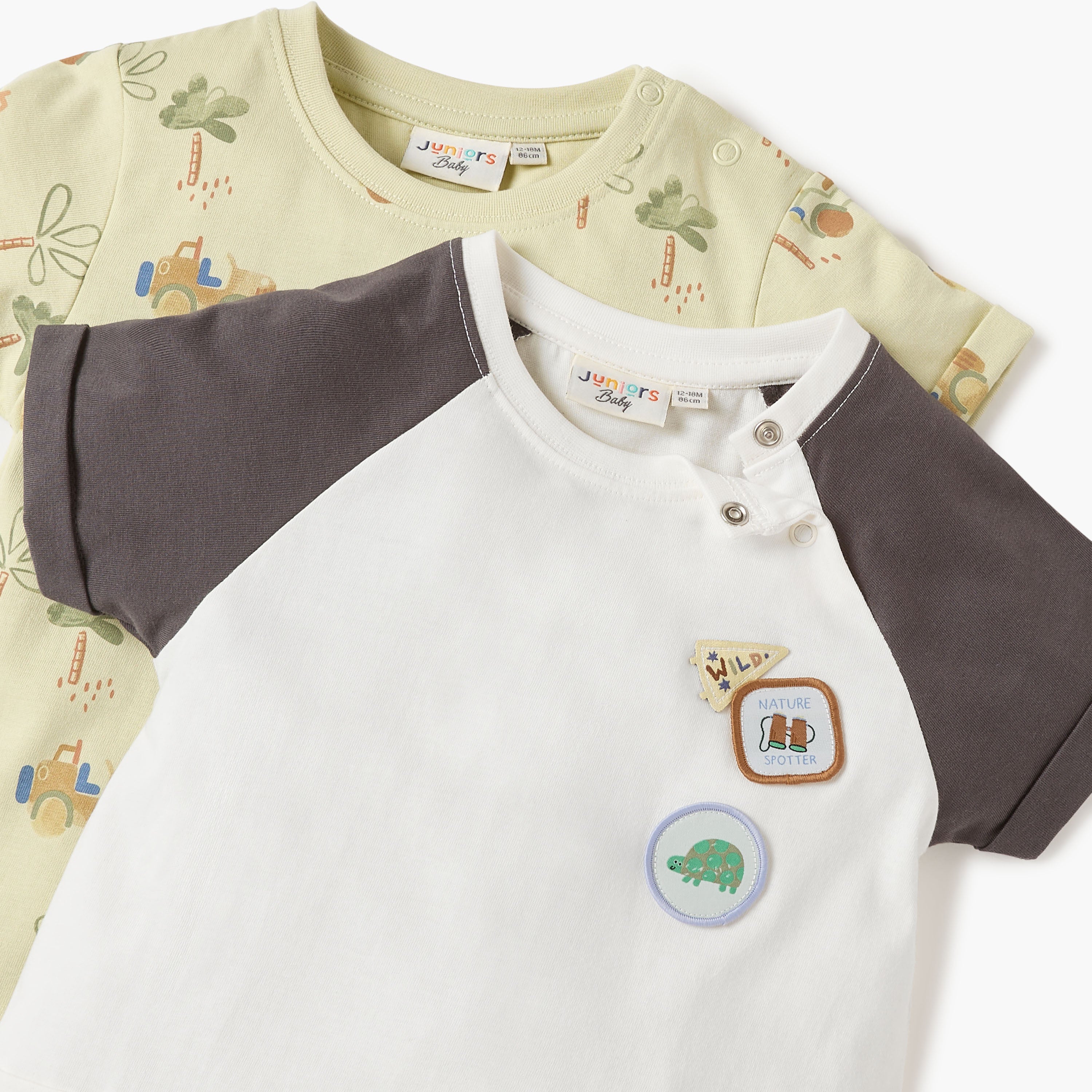 Juniors Assorted Romper with Short Sleeves and Button Closure - Set of 2