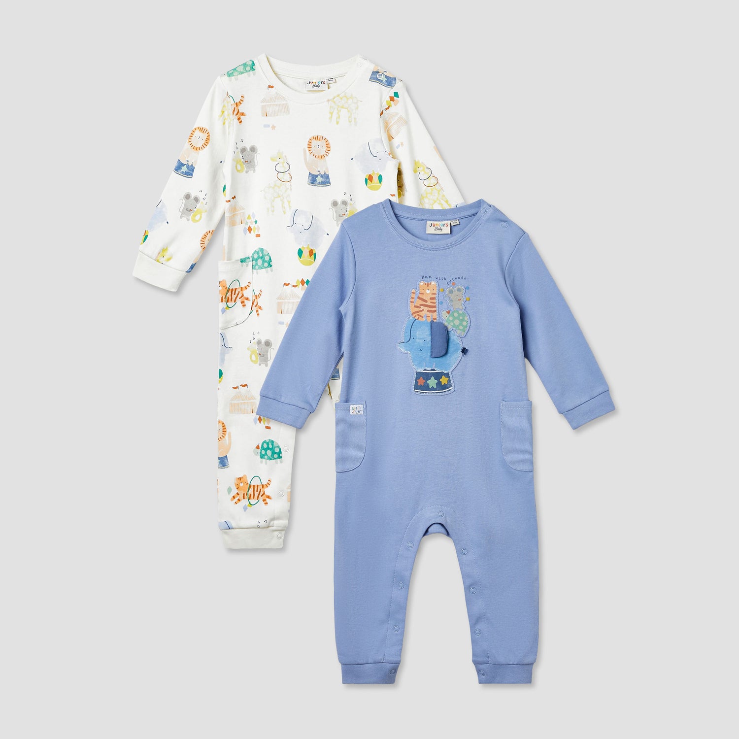Juniors Printed Sleepsuit with Long Sleeves - Set of 2