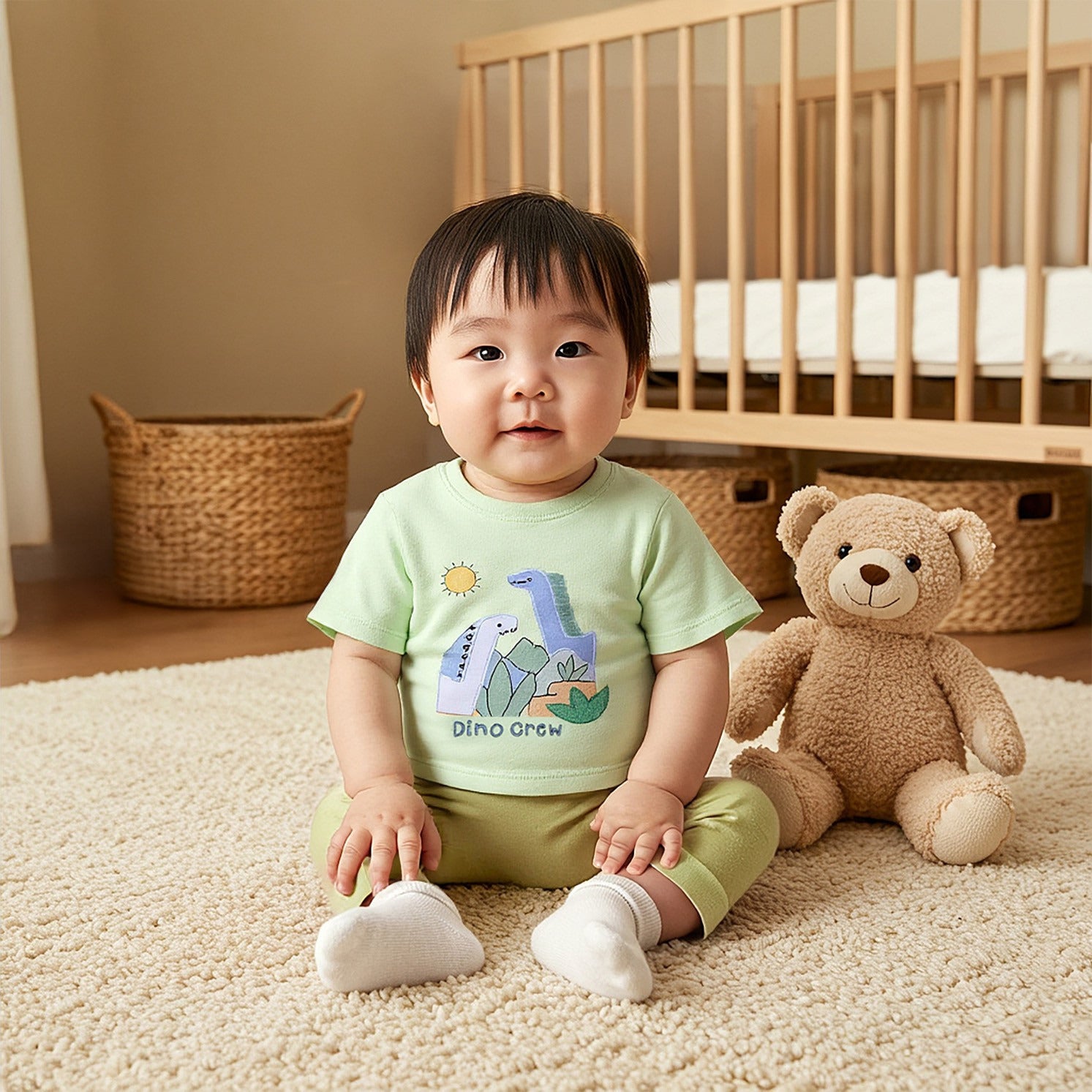 Juniors Dinosaur Applique T-shirt with Short Sleeves