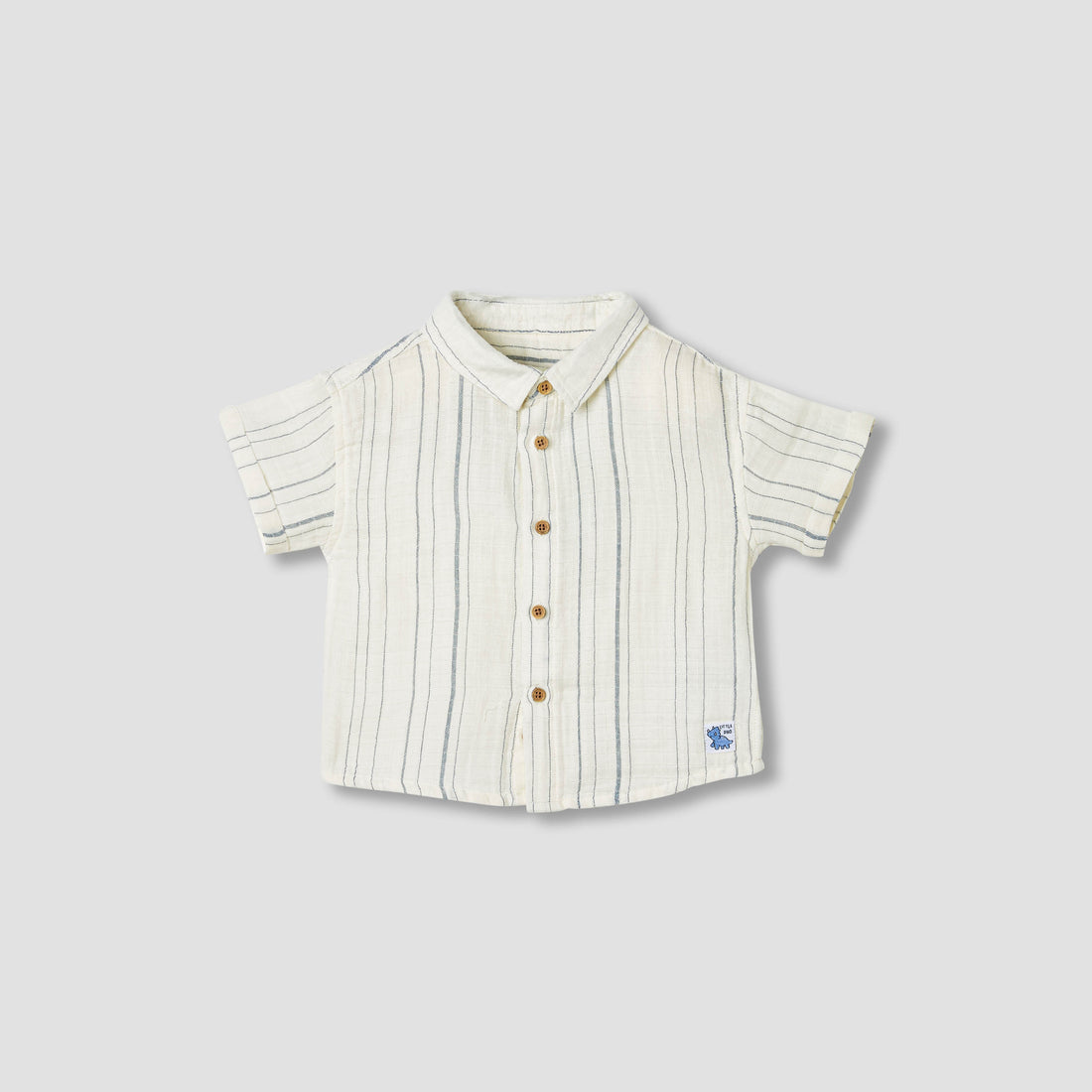 Juniors Striped Shirt with Short Sleeves - Cream / 12-18 mths