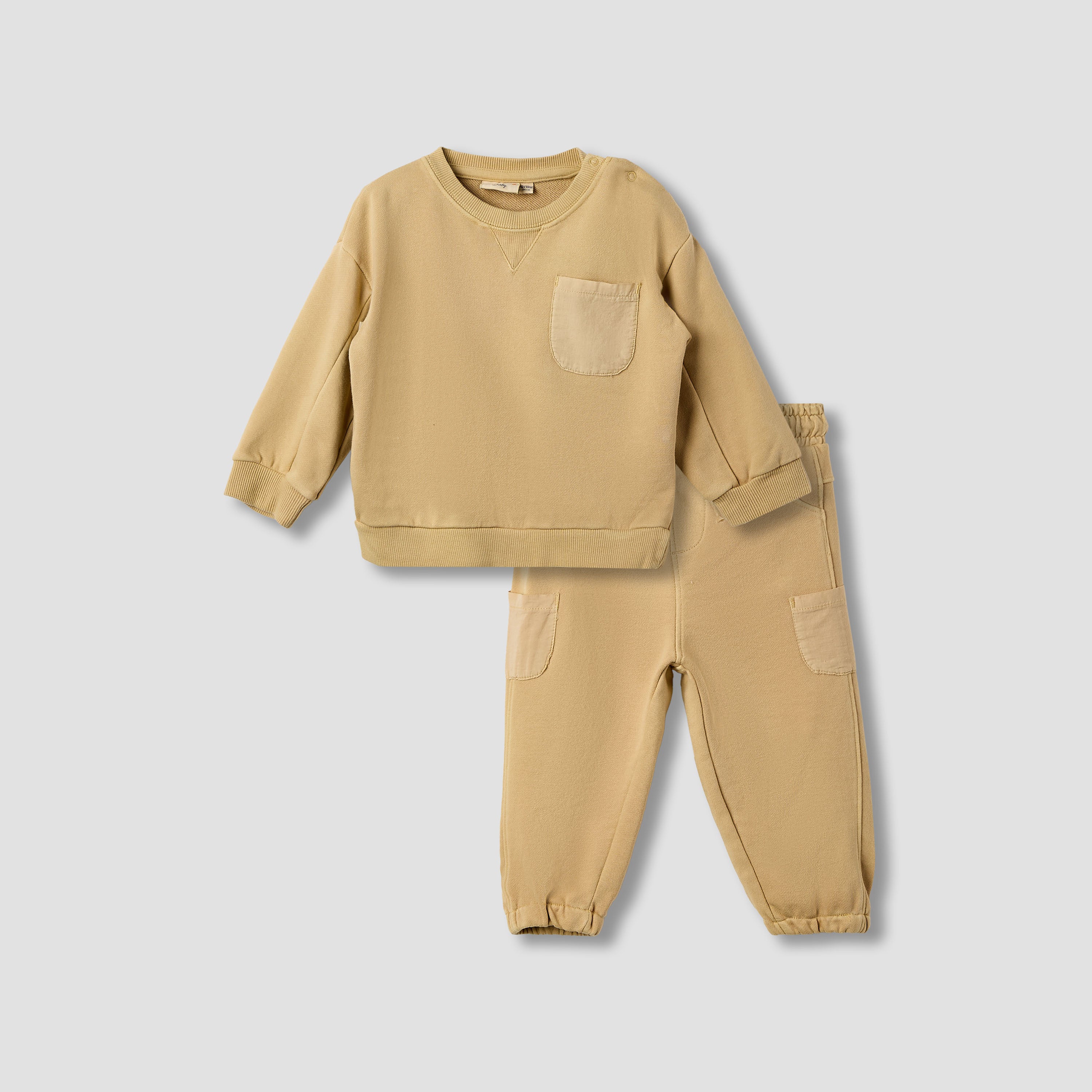 Juniors Solid Long Sleeve Sweatshirt and Joggers Set - Brown / 12-18 mths