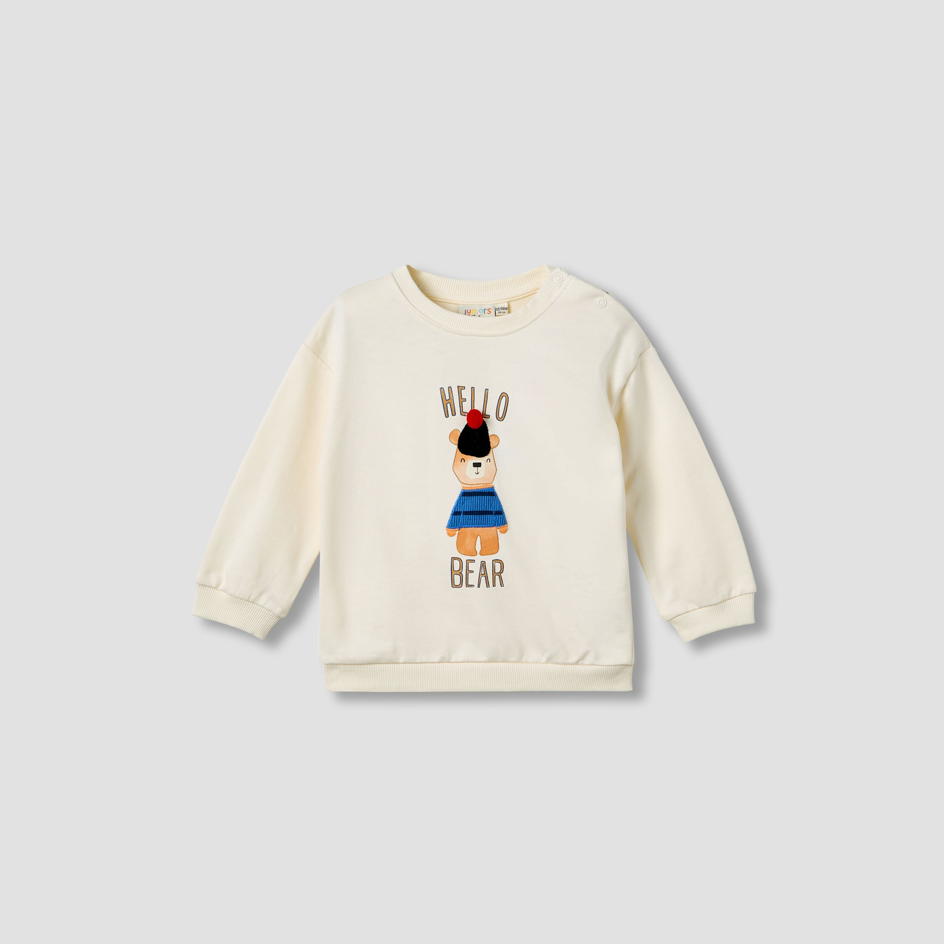 Juniors Boys Sweatshirt and Pants Set with Bear Applique - Cotton - Long Sleeves - Crew Neck