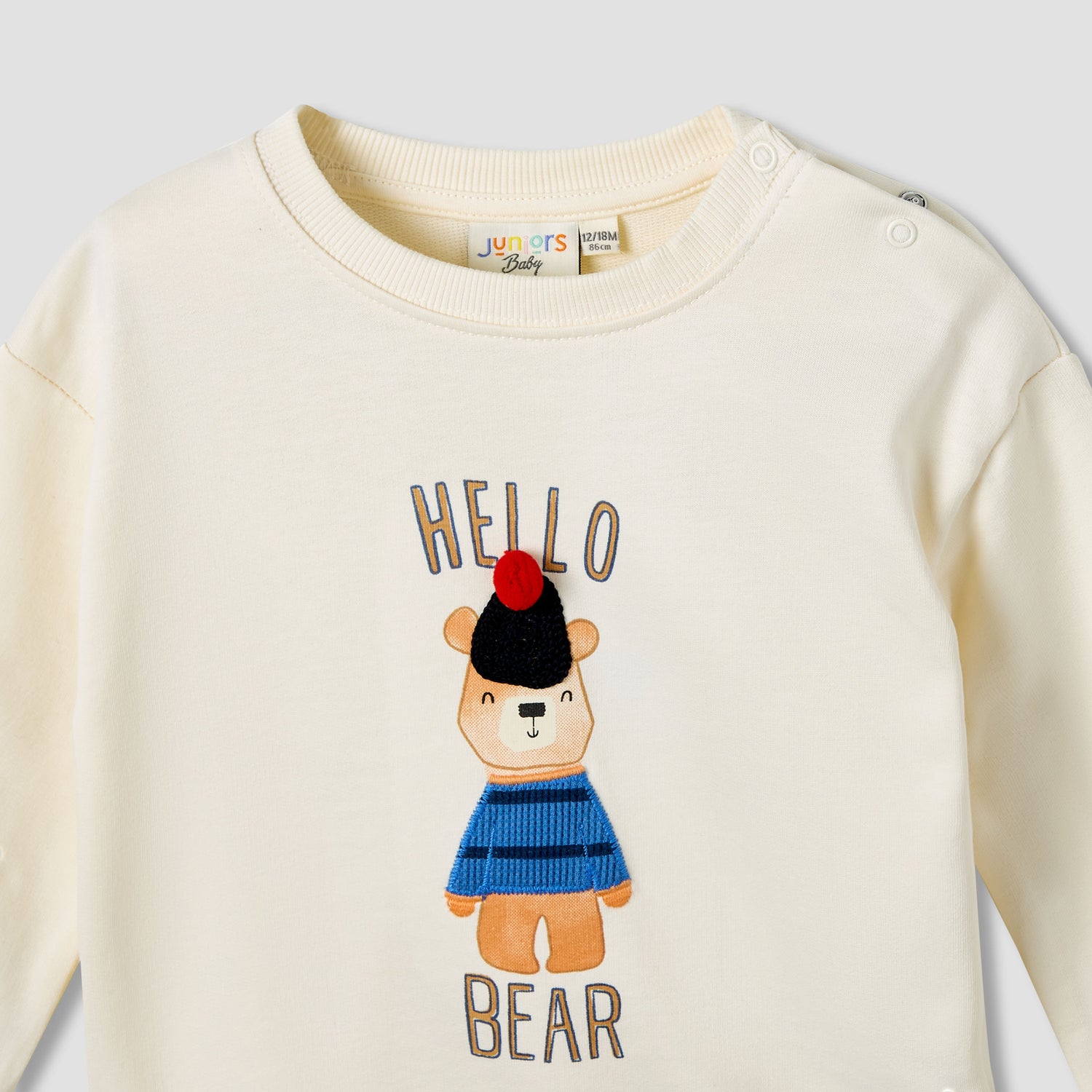 Juniors Boys Sweatshirt and Pants Set with Bear Applique - Cotton - Long Sleeves - Crew Neck