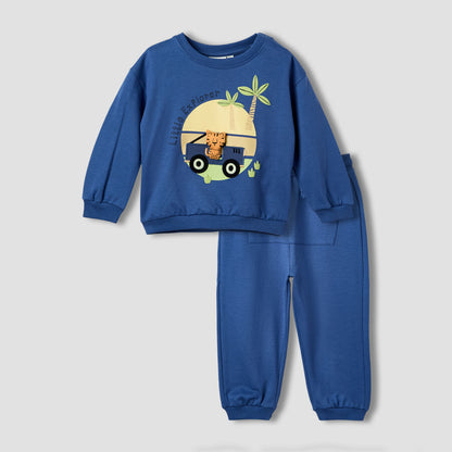 Juniors Boys Sweatshirt and Joggers Set with Animal Applique - Cotton - Long Sleeves - Crew Neck