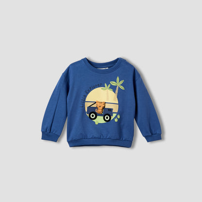 Juniors Boys Sweatshirt and Joggers Set with Animal Applique - Cotton - Long Sleeves - Crew Neck