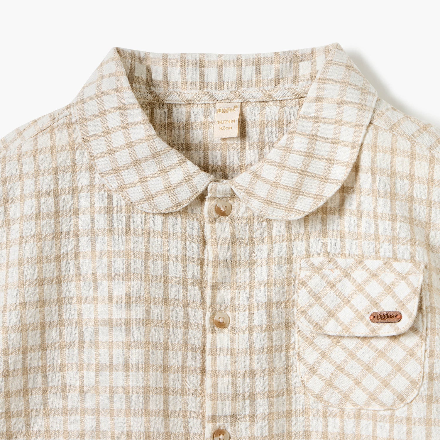 Giggles Checked Collared Shirt with Short Sleeves